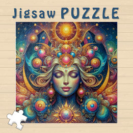 Puzzle Goddess Head sunny Cheveux fermés Yeux Juillet -