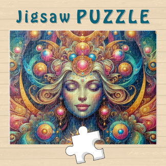Puzzle Goddess Head sunny Cheveux fermés Yeux Juillet -