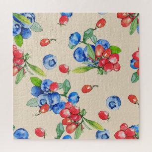Puzzle Goji, bleuet : aquarelle motif.