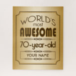 Puzzle Gold 70th Birthday Celebration World Best Fabulous<br><div class="desc">Célébrez l'anniversaire marquant de votre aîné préféré avec ce cadeau classe qui leur rappelle à quel point ils sont fabuleux. Des lignes et des tons propres de brun, d'or et de crème composent ce design simple mais élégant qui peut être customisé avec des noms, des initiales ou d'autres textes. Cette...</div>