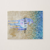 Puzzle Gold Aqua Purple Parties scintillant Sparkle (Horizontal)