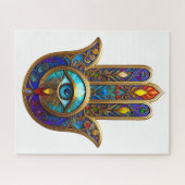Puzzle Gold Colorful Hamsa Turquoise Sapphire Third Eye  (Horizontal)
