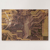 Puzzle Gold Cyber Circuit Board Tech Art Electronique (Horizontal)