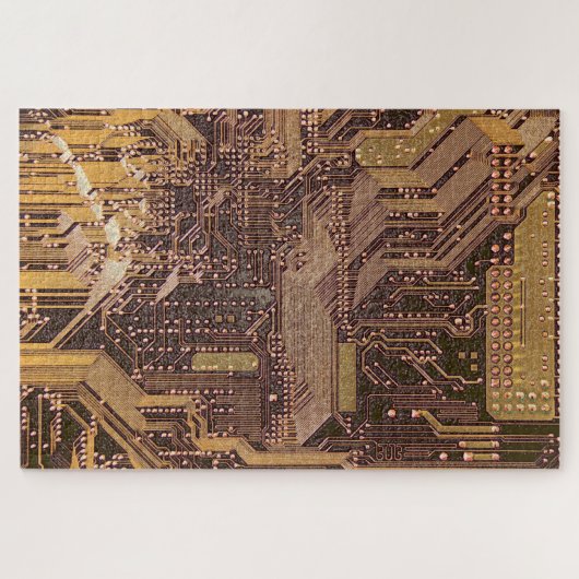 Puzzle Gold Cyber Circuit Board Tech Art Electronique (Horizontal)