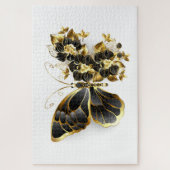 Puzzle Gold Flower Butterfly with Black Orchid (Vertical)