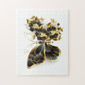 Puzzle Gold Flower Butterfly with Black Orchid (Vertical)