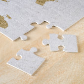Puzzle Gold Foil World Map Custom Moveable Heart Location (Côté)