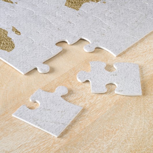 Puzzle Gold Foil World Map Custom Moveable Heart Location (Côté)