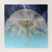 Puzzle Gold Moon Sun Mandala Celestial Design (Horizontal)