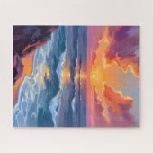 Puzzle Golden Coast | Ocean Sunset Watercolor Painting (Horizontal)