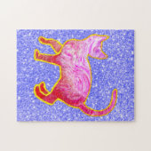 Puzzle Golden Glittery doublée Chat rose Abstrait (Horizontal)