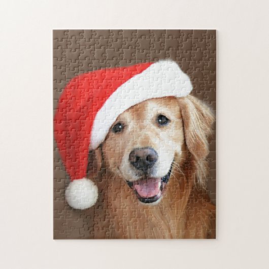 Puzzle Golden retriever avec le casquette de Père Noël (Vertical)