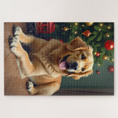 Puzzle Golden Retriever by the Toy Train Christmas (Horizontal)