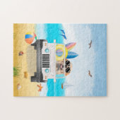 Puzzle Golden Retriever chien Conduire sur la plage (Horizontal)