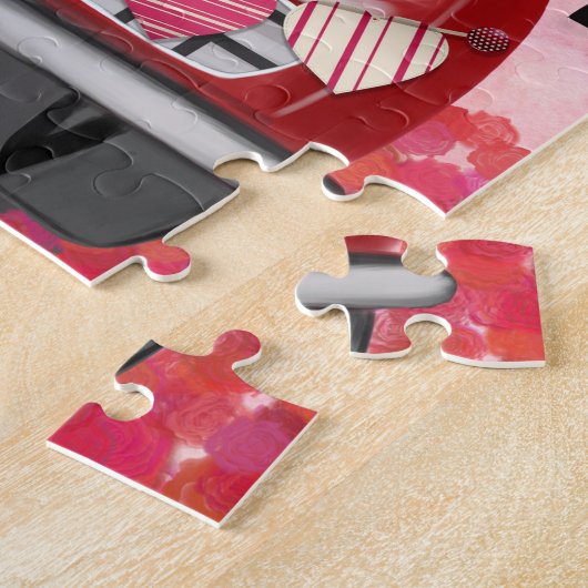 Puzzle Golden Retriever Chien voiture avec les coeurs Val (Côté)