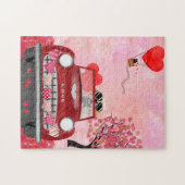 Puzzle Golden Retriever Chien voiture avec les coeurs Val (Horizontal)