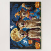 Puzzle Golden Retriever Chiens Citrouille Halloween Funny (Vertical)