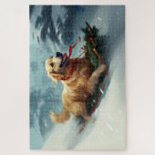 Puzzle Golden Retriever Christmas snow winter  (Vertical)