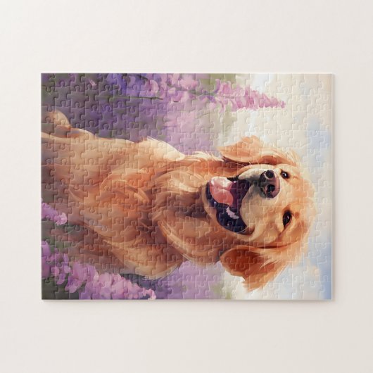 Puzzle Golden Retriever dans le champ Lavender (Horizontal)