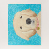 Puzzle Golden Retriever Dog Blue Water (Vertical)