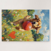 Puzzle Golden Retriever Dog Valentine's Day Heart Shadow (Horizontal)