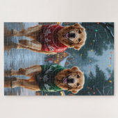 Puzzle Golden Retriever Dogs Christmas Snow Holiday (Horizontal)