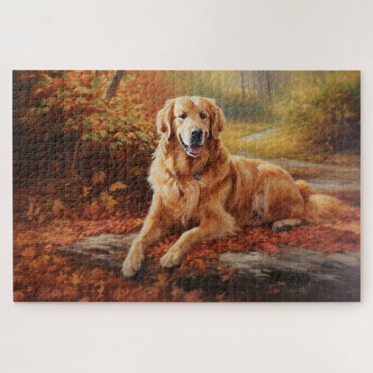 Puzzle Golden Retriever en automne Leaves automne Inspire (Horizontal)