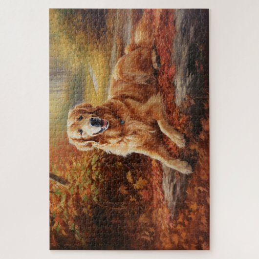 Puzzle Golden Retriever en automne Leaves automne Inspire (Vertical)