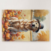 Puzzle Golden Retriever En Automne Quitte L'Art Thanksgiv (Horizontal)