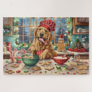 Puzzle Golden Retriever Gâteau de vacances : Noël festif