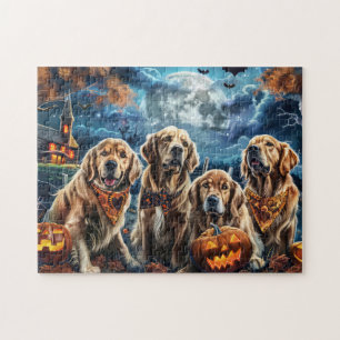 Puzzle Golden Retriever Halloween Éffrayant
