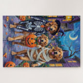 Puzzle Golden Retriever Halloween ou Trick-or-Treating (Horizontal)