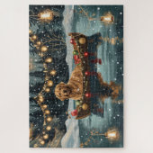 Puzzle Golden Retriever Noël Festive Voyage (Vertical)