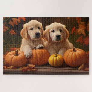 Puzzle Golden Retriever Puppy Automne Citrouille de plais