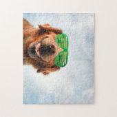 Puzzle Golden Retriever With Green (Vertical)
