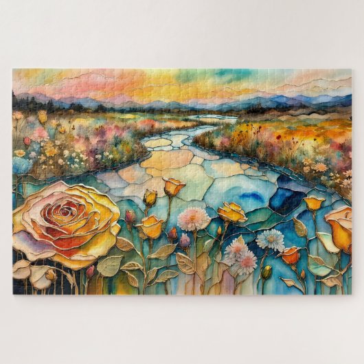 Puzzle Golden Rose River Valley Sunrise (Horizontal)