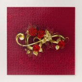 Puzzle Golden Treble Clef avec fleurs Roses (Horizontal)