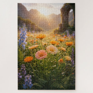 Puzzle Golden Wildflowers at Sunrise – Cinematic Floral
