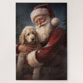 Puzzle Goldendoodle avec Noël Festif du Père Noël (Vertical)