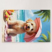 Puzzle Goldendoodle Beach Relax Scene (Horizontal)