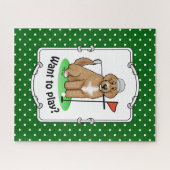 Puzzle Goldendoodle Chien Jouer Golf (rouge whmk2) Plaisi (Horizontal)