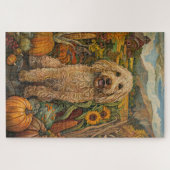 Puzzle Goldendoodle Chien Moisson d'automne Thanksgiving (Horizontal)