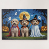 Puzzle Goldendoodle Chiens Citrouille Halloween Funny (Horizontal)