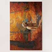 Puzzle Goldendoodle dans les feuilles d'automne qui tombe (Vertical)