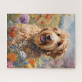 Puzzle Goldendoodle en fleur (Horizontal)