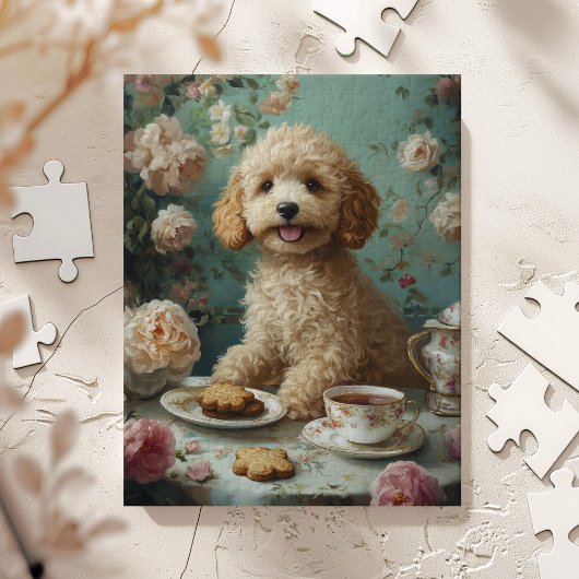 Puzzle Goldendoodle Tea Party Art