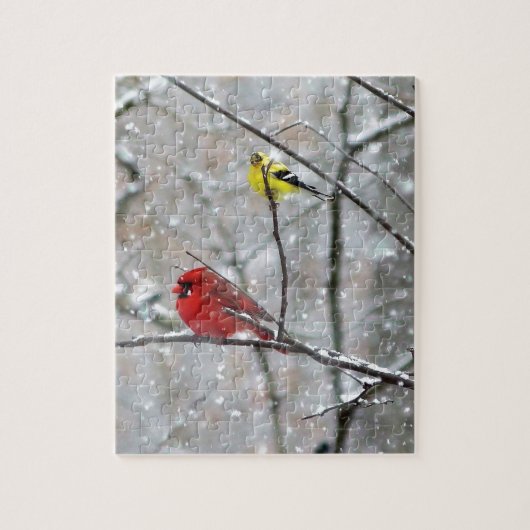 Puzzle Goldfinch Et Cardinal (Vertical)