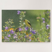 Puzzle Goldfinch sur Harebell Flower (Horizontal)