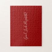 Puzzle Good Luck Custom Name Script on Solid Red Funny (Vertical)