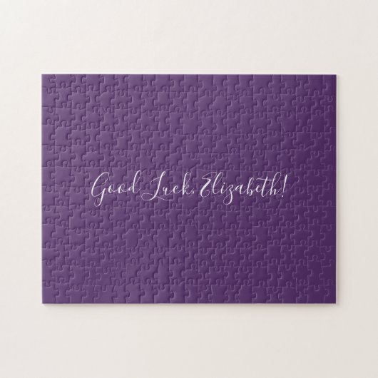 Puzzle Good Luck Nom personnalisé Script sur Solide Purpl (Horizontal)